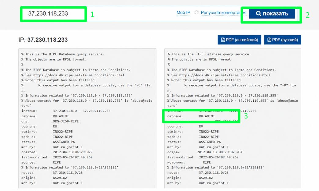 Как посмотреть организацию через Whois