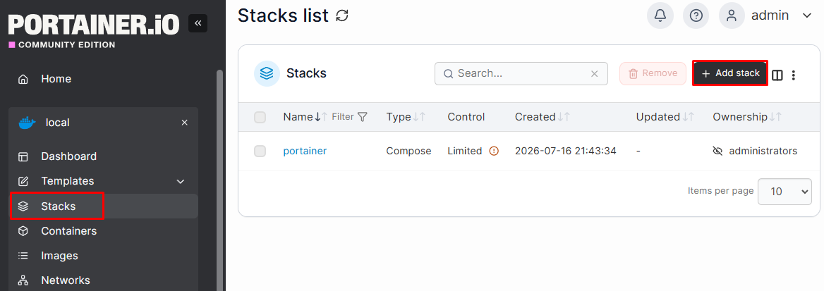 Создание Stack