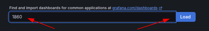 поиск готового дашборда в библиотеке дашбордов Grafana